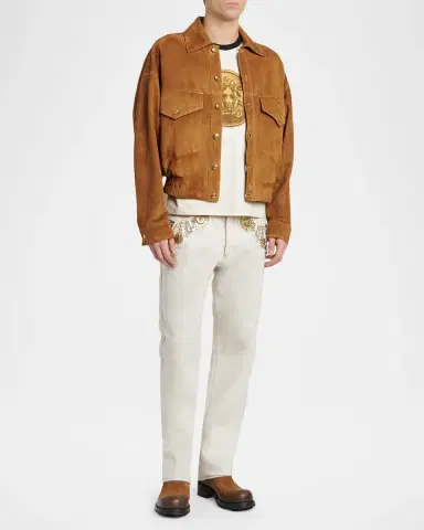 Versace Men's Suede Blouson Jacket | Thumbnail 2
