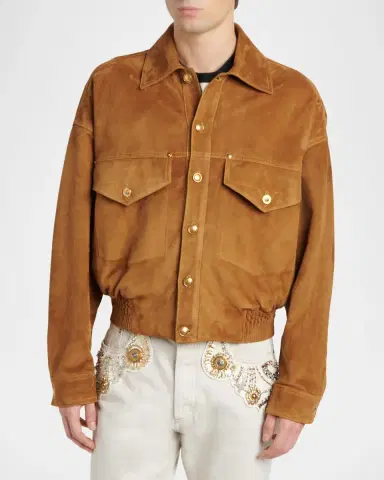 Versace Men's Suede Blouson Jacket | Thumbnail 4