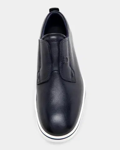 Ferragamo Men's Alfievit Leather Slip-On Sneakers | Thumbnail 4