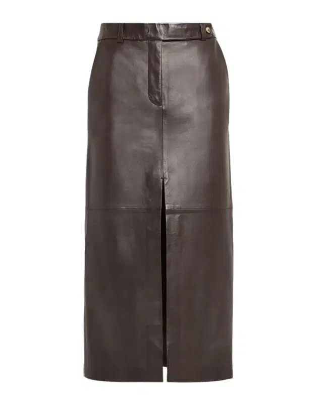 Co Double-Slit Leather Midi Pencil Skirt