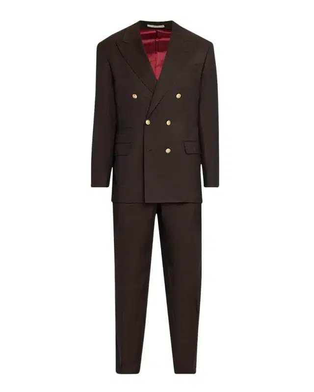Brunello Cucinelli Men's Wool and Cashmere Chevron Double-Breasted Suit
