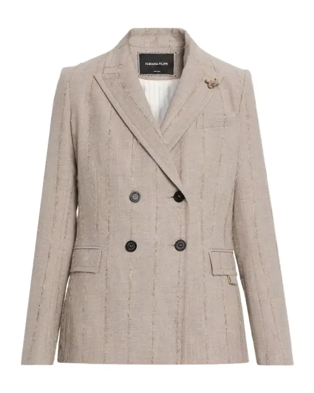 Fabiana Filippi Double-Breasted Pinstripe Flannel Blazer