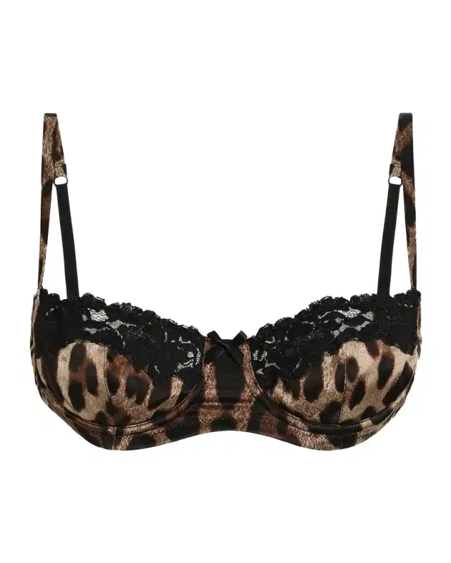 Dolce & Gabbana Leopard-Print Lace & Satin Balconette Bra