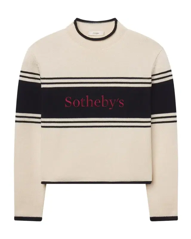 Frame x Sotheby's Embroidered Striped Cotton Sweater