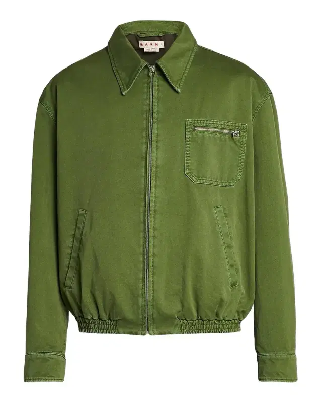 Marni Spread Collar Cotton Blouson Jacket