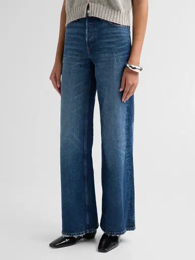 RE/DONE Women's High-Rise Wide-Leg Jeans - Nightbird Blue - Size 32 | Thumbnail 4