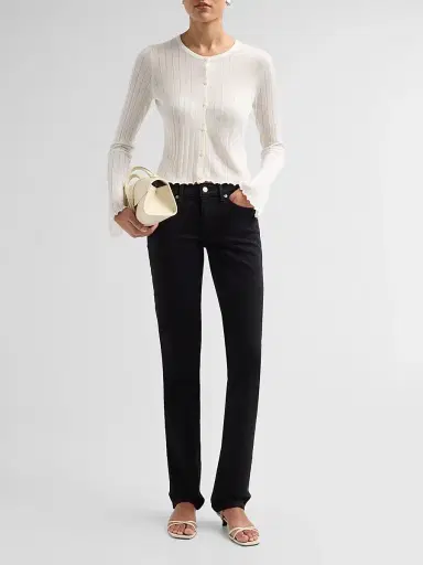 RE/DONE Women's Isabelle Rib-Knit Cardigan - White - Size Large | Thumbnail 2 RE/DONE Women's Isabelle Rib-Knit Cardigan - White - Size Large | Thumbnail 2