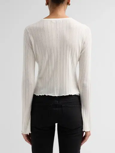 RE/DONE Women's Isabelle Rib-Knit Cardigan - White - Size Large | Thumbnail 3 RE/DONE Women's Isabelle Rib-Knit Cardigan - White - Size Large | Thumbnail 3