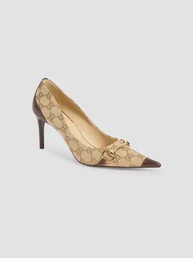 Gucci Women's Donna 80MM GG Canvas Pumps - Vintage Sand | Thumbnail 2