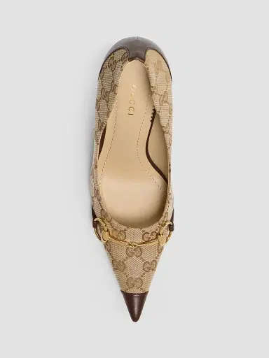 Gucci Women's Donna 80MM GG Canvas Pumps - Vintage Sand | Thumbnail 5
