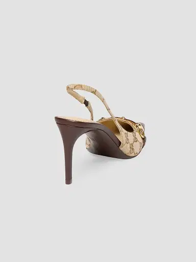 Gucci Women's Donna 80MM GG Canvas Slingback Pumps - Vintage Sand | Thumbnail 3