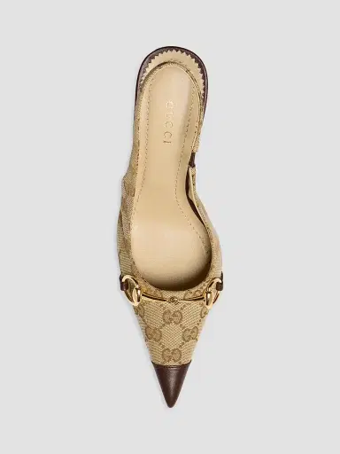 Gucci Women's Donna 80MM GG Canvas Slingback Pumps - Vintage Sand | Thumbnail 4