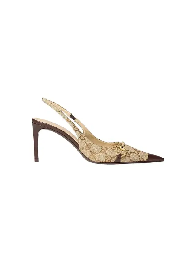 Gucci Women's Donna 80MM GG Canvas Slingback Pumps - Vintage Sand