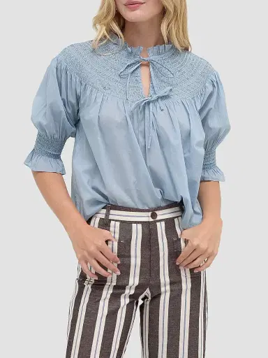 Hill House Home Women's The Zinnia Top - Dusty Blue | Thumbnail 3