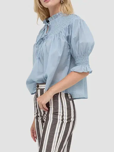 Hill House Home Women's The Zinnia Top - Dusty Blue | Thumbnail 4