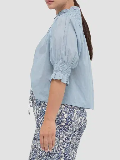 Hill House Home Women's The Zinnia Top - Dusty Blue | Thumbnail 6
