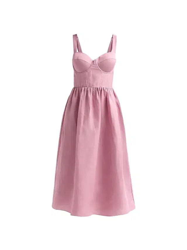 L'Agence Women's Tiani Bustier Linen-Blend Midi Dress - Lilas