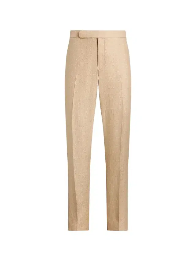 Ralph Lauren Purple Label Men's Flat Front Silk-Cotton-Linen Trousers - Tan - Size 40