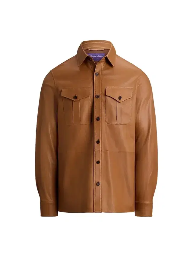 Ralph Lauren Purple Label Men's Barron Plonge Leather Shirt Jacket - Gold
