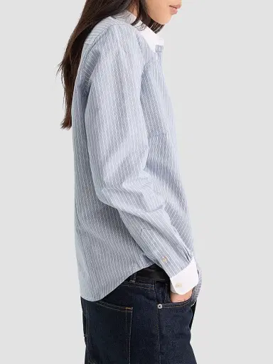 GOOD AMERICAN Women's The Oxford Contrast Shirt - Slate Blue Stripe - Size XS | Thumbnail 5 GOOD AMERICAN Women's The Oxford Contrast Shirt - Slate Blue Stripe - Size XS | Thumbnail 5
