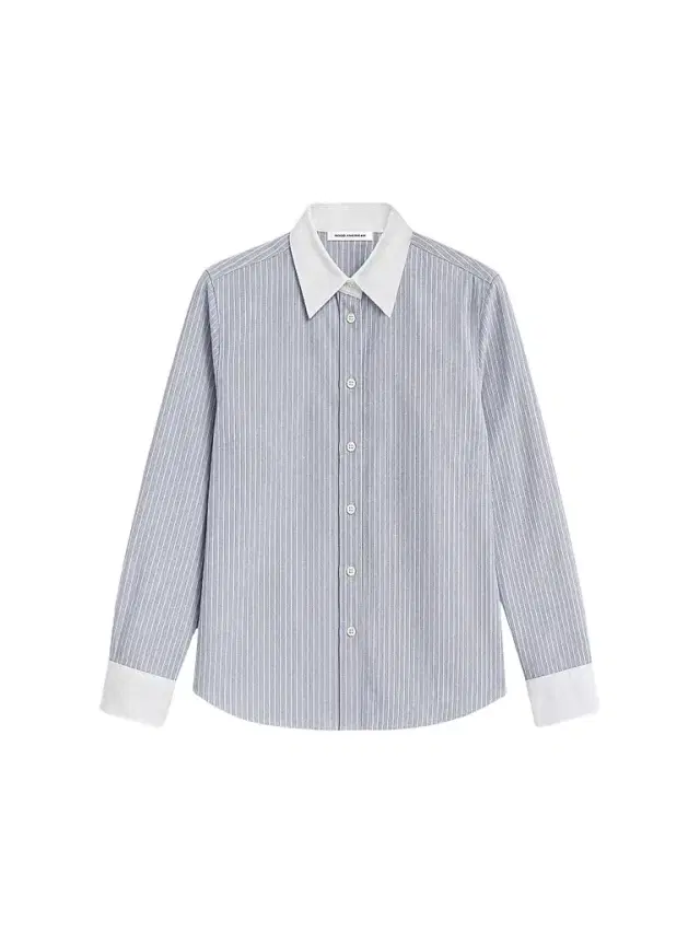 Good American Women's The Oxford Contrast Shirt - Slate Blue Stripe