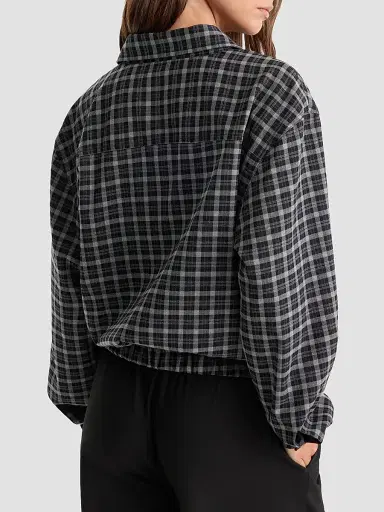 GOOD AMERICAN Women's The Lightweight Plaid Bomber Jacket | Thumbnail 3 GOOD AMERICAN Women's The Lightweight Plaid Bomber Jacket | Thumbnail 3