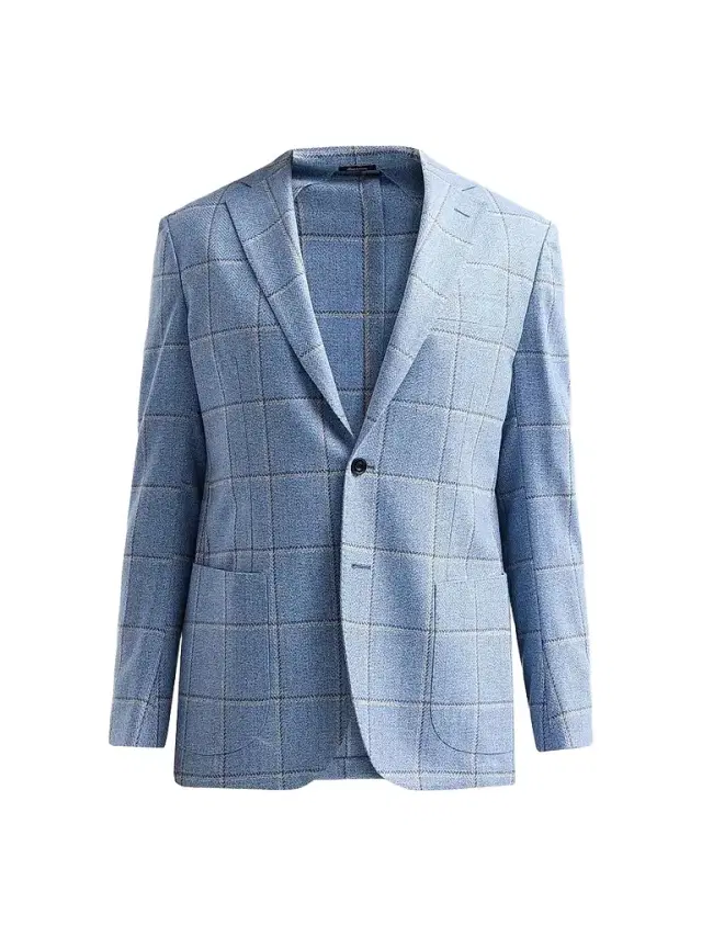 Men's Heavy Plaid Wool-Cashmere Sport Coat - Blue