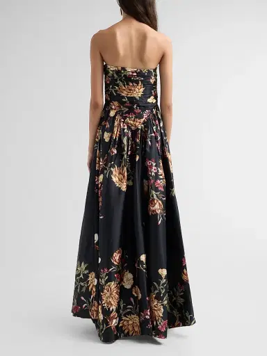 Hemant & Nandita Women's Floral Ruched Strapless Maxi Dress - Black | Thumbnail 3 Hemant & Nandita Women's Floral Ruched Strapless Maxi Dress - Black | Thumbnail 3
