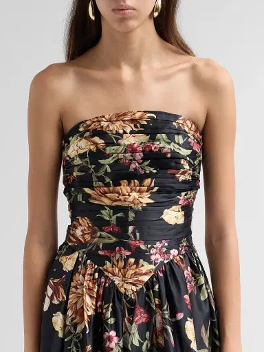 Hemant & Nandita Women's Floral Ruched Strapless Maxi Dress - Black | Thumbnail 5 Hemant & Nandita Women's Floral Ruched Strapless Maxi Dress - Black | Thumbnail 5
