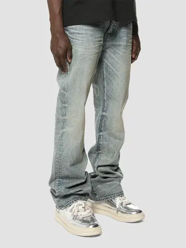 Purple Brand Men's Whiskered Stacked Jeans - Medium Indigo | Thumbnail 3