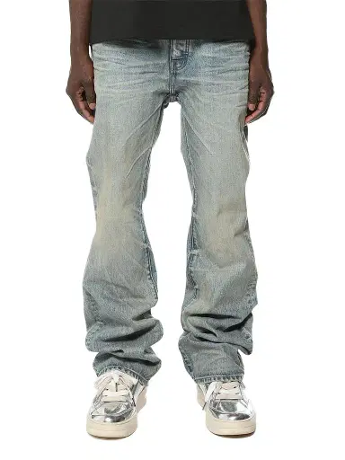 Purple Brand Men's Whiskered Stacked Jeans - Medium Indigo | Thumbnail 1