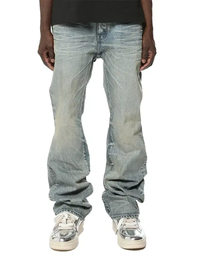 Purple Brand Men's Whiskered Stacked Jeans - Medium Indigo