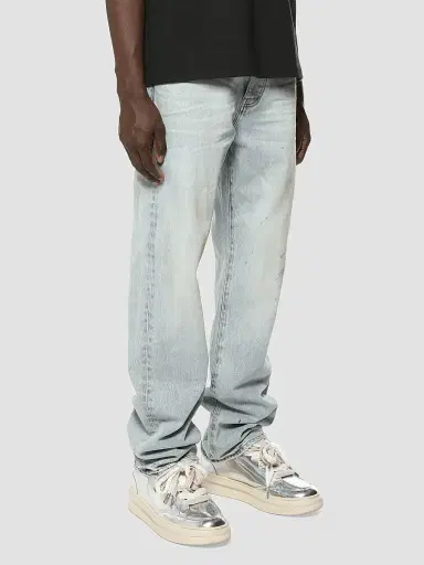 Purple Brand Men's Mechanic Dirty Cotton Straight-Leg Jeans - Light Indigo | Thumbnail 4