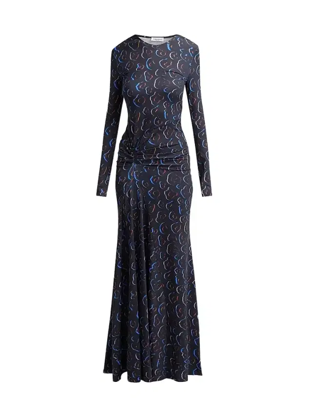 EYWASOULS MALIBU Women's Annie Printed Long-Sleeve Maxi Dress - Midnight Safari - Size XL