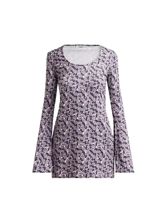 Eywasouls Malibu Women's Romy Printed Bell Sleeve Mini Dress - Shadow Bloom