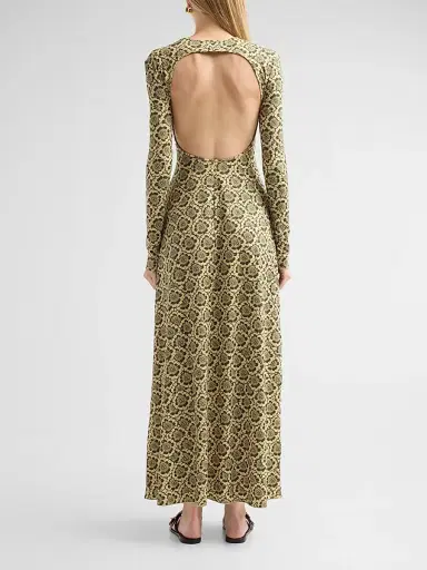 EYWASOULS MALIBU Women's Sam Floral Open-Back Maxi Dress - Matcha Margarita - Size XL | Thumbnail 3