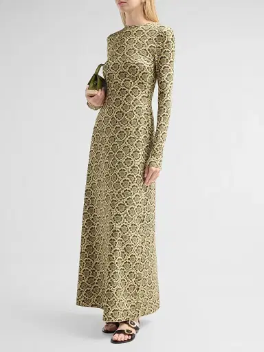 EYWASOULS MALIBU Women's Sam Floral Open-Back Maxi Dress - Matcha Margarita - Size XL | Thumbnail 4