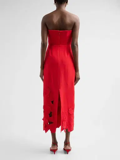 As It May Women's Maelle Crêpe Embroidered Midi Dress - Carmine Red | Thumbnail 3 As It May Women's Maelle Crêpe Embroidered Midi Dress - Carmine Red | Thumbnail 3
