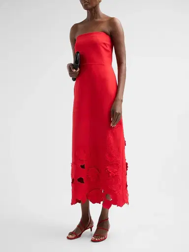 As It May Women's Maelle Crêpe Embroidered Midi Dress - Carmine Red | Thumbnail 4 As It May Women's Maelle Crêpe Embroidered Midi Dress - Carmine Red | Thumbnail 4