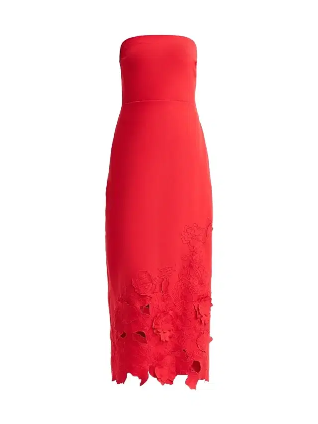 As It May Women's Maelle Crêpe Embroidered Midi Dress - Carmine Red