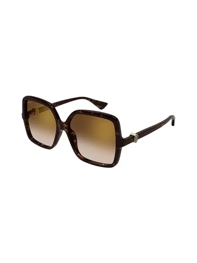 Cartier Women's Double C 58MM Square Sunglasses - Havana
