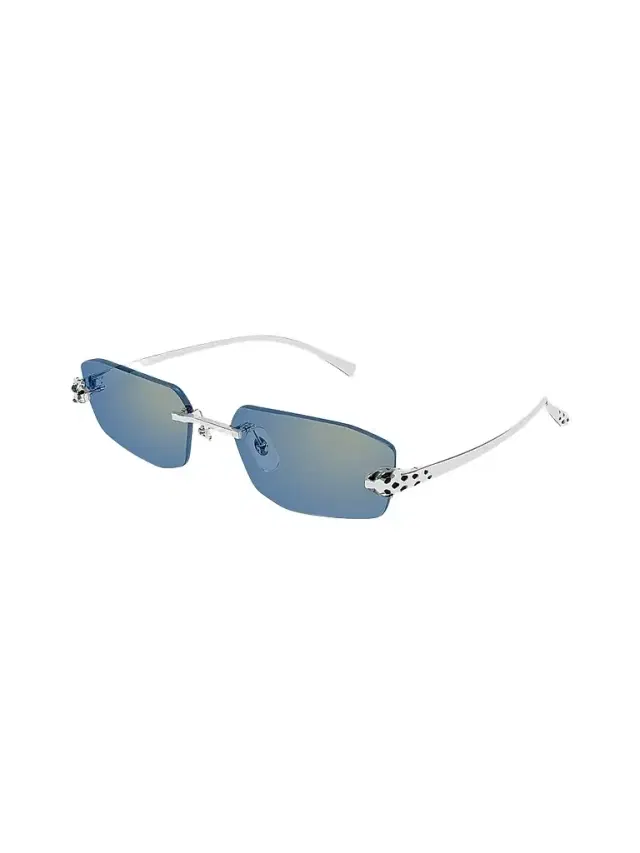 Cartier Women's Panthère Classic 56MM Rimless Sunglasses - Silver Blue