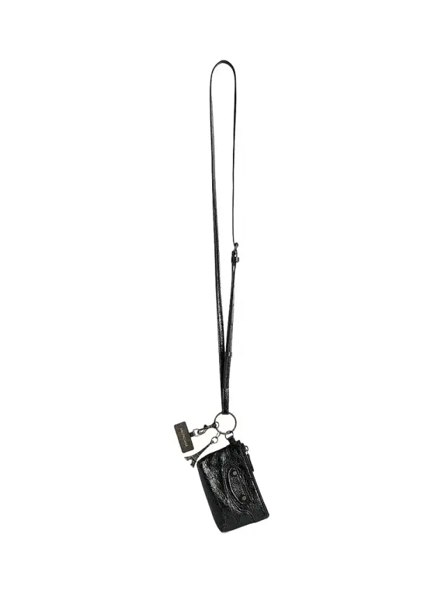 Balenciaga Women's Le City Phone Strap with Pouch - Black
