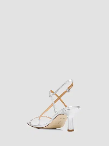 Aeyde Women's Elise 65MM Leather Sandals - Silver | Thumbnail 2
