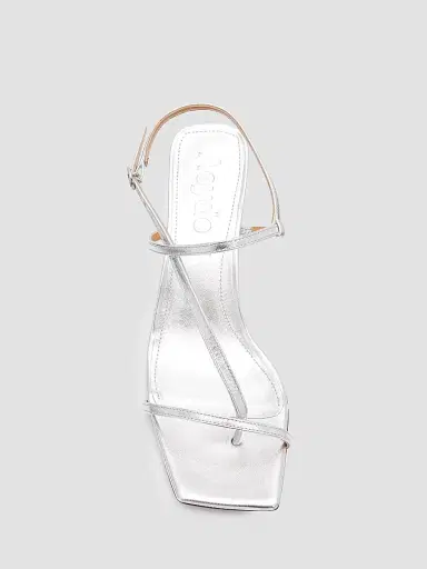 Aeyde Women's Elise 65MM Leather Sandals - Silver | Thumbnail 4