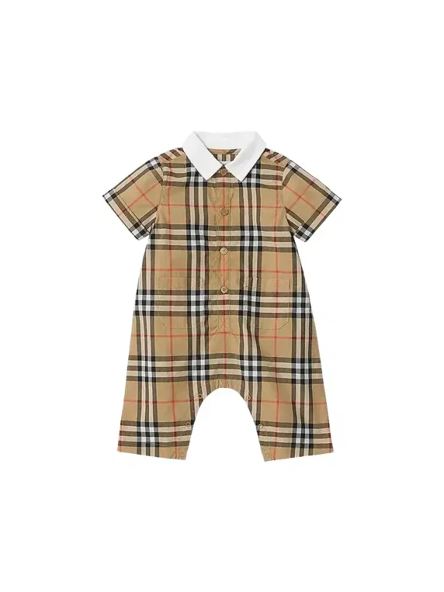 Burberry Baby Girl's Andreas Check Playsuit - Sand Check 9 Months