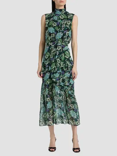 Saloni Women's Fleur Ruffled Midi Dress - Silva Fern | Thumbnail 3