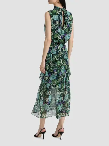 Saloni Women's Fleur Ruffled Midi Dress - Silva Fern | Thumbnail 5