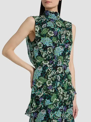 Saloni Women's Fleur Ruffled Midi Dress - Silva Fern | Thumbnail 6