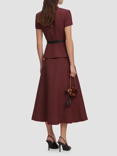 Self-Portrait Women's Peplum Linen-Blend Midi Dress | Thumbnail 3 Self-Portrait Women's Peplum Linen-Blend Midi Dress | Thumbnail 3